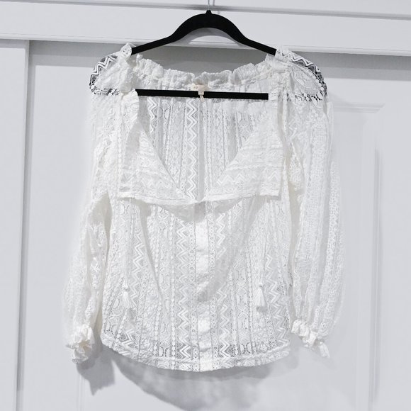 Maje Small Lace Peasant Style Blouse | Size 1 / Small - Picture 2 of 8